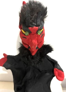 Marioneta de mano de diablo vintage con piel 13 pulgadas única - Imagen 1 de 8