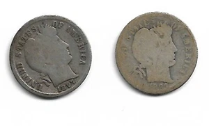 Lot of 2 Barber Dimes : 1897 1897-S - Picture 1 of 2