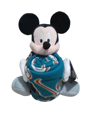Mickey Mouse NFL Miami Dolphins Disney Licensed Plush with Throw blanket New Cover