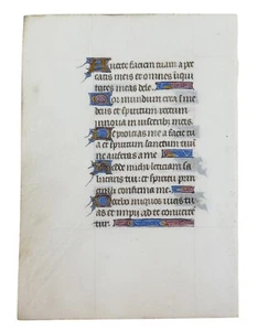 15TH CENTURY ILLUMINATED MANUSCRIPT LEAF FROM A BOOK OF HOURS - Picture 1 of 6