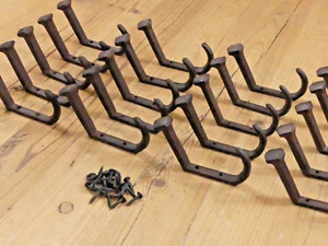 20 Rustic Coat Hooks Cast Iron Wall Mount Hat Hook Towel Railroad Spikes Bath  - Picture 1 of 11
