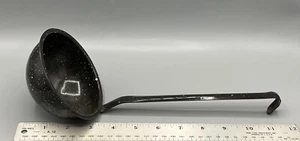Vintage Enamelware Graniteware Ladle Dipper Speckled Black 12" Enamel Ware EUC - Picture 1 of 6
