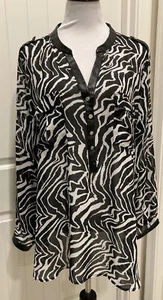NY Collection Woman Semi Sheer Zebra Print Top SZ 3X - Picture 1 of 16