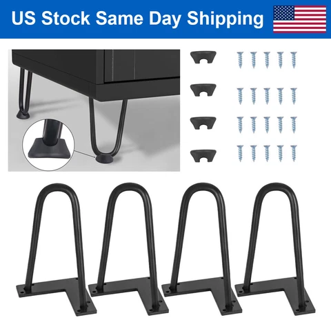 6“ Hairpin Table Legs Set of 4 Metal 2 Rods Heavy Duty DIY Desk Stand Sofa Legs Cover