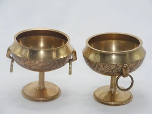 vintage solid brass MALM Scandinavian set 2 pcs pair of ringed bowls - Picture 1 of 9