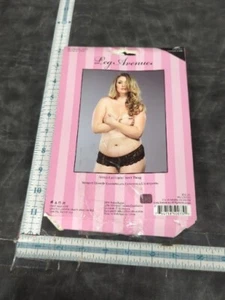 Leg Avenue Stretch Lace Open Crotch Thong Plus Size Black 1x/2x - Picture 1 of 2