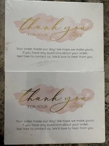  100 Pack 4 x 6 Gold Foil Pink Watercolor Thank You for Your Order Cards for  - Picture 1 of 4