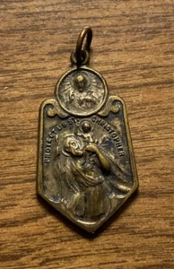 Vintage Protect Us St Christophorus katholischer Unfall benachrichtigen Priester Anhänger um 18 - Bild 1 von 9