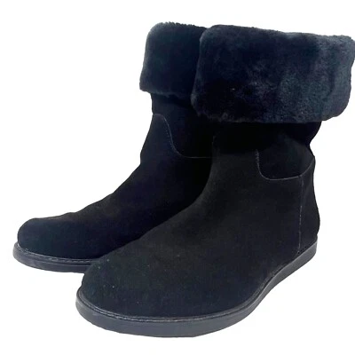Botas Bass para mujer Aria negras de gamuza de cuero sintético con tapa enrollable talla 8,5 M cómodas frías Foto 1 de 4