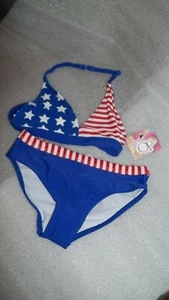Bikini OP 2 piece USA Star & Stripes American Flag Girls 4th of July - Picture 1 of 2