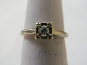AHP Diamond Solitaire Wedding Ring Two Tone 14k Yellow Gold .20 Carats Sz 4.75 - Picture 1 of 11