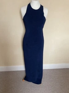 Pineapple long blue sleeveless Size 12 dress with vent. Jersey material. - Picture 1 of 3