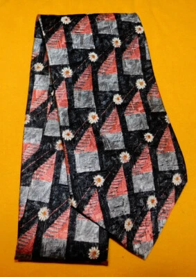 ERMENEGILDO ZEGNA MADE IN ITALY BLACK/GREY/PINK ABSTRACT/FLORAL TIE - NECK TIES. - Image 1 of 3