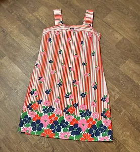 Vintage Dress | 1970s Vintage Stripe & Floral Sun Dress Size 10/12 Retro Dresses - Picture 1 of 5