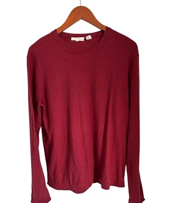 Pullover de punto de algodón con cuello redondo INHABIT rojo ladrillo talla mediana Foto 1 de 4