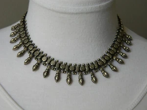 Victorian 925 Sterling Silver Signed TG Engraved Rajasthan India Collar Necklace - Picture 1 of 9