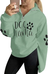 Dog Mom Sweatshirts Women Mama Sweatshirts Dog Paw Sweatshirt Long Sleeve Shirt - Picture 1 of 12