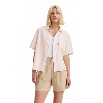 Camisa Levi's Joyce Resort Manga Corta Rayas Relajada Abotonada Talla XL Lino Foto 1 de 4