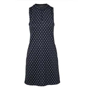 Tory Burch Net-t Sleeveless Track Dress  Tory Navy Net T Jacquard Blue White XS - Picture 1 of 8