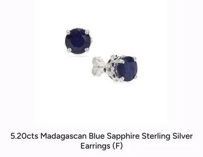 Madagascan Blue Sapphire Earrings in Sterling silver 5.20cts - Image 1 of 3