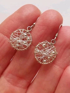 Sterling Silber Draht Design Ohrhänger. R8M - Bild 1 von 2