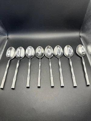 "Cubiertos de bambú Hampton Silversmiths 8 cucharas soperas de cena 7 3/4""" Foto 1 de 4
