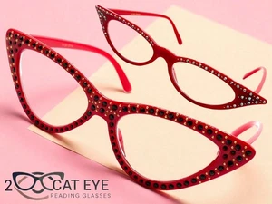 2 PAAR Funky Retro Bling Cat EYE LESEBRILLE LESEBRILLE für Damen +1,00 - Bild 1 von 11