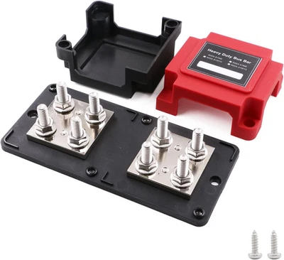 400A Copper Busbar 12V-48V DC Heavy Duty Bus Bar Power Distribution Block with 8 - Image 1 of 4