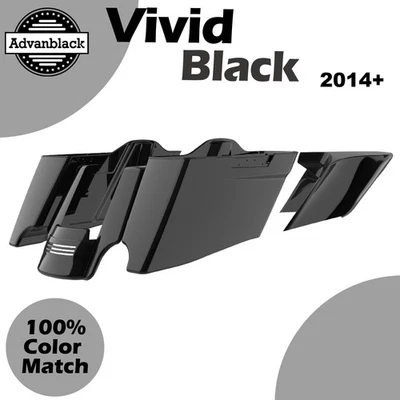 Яркие черные сужающиеся удлиненные седельные сумки CVO подходят для 2014+ Harley - Изображение 1 из 4