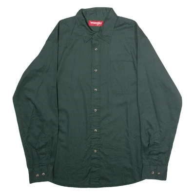 WRANGLER Mens Plain Shirt Green Long Sleeve L - Image 1 of 4