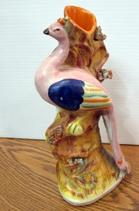 ANTIQUE STAFFORDSHIRE 19TH CENTURY PEACOCK FLAT BACK SPILL VASE (EZS002448) - Picture 1 of 11