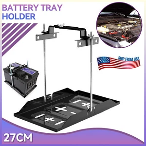 Car Adjustable Battery Tray Hold Battery Storage Holder Down Clamp Bracket Kit - Picture 1 of 10