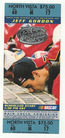 2002 Brickyard Allstate 400 Ticket Stub NASCAR Bill Elliott Nice Cover