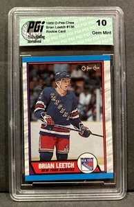 1989-90 O-Pee-Chee Brian Leetch RC Rookie #136 Gem Mint 10 New York Rangers HOF - Picture 1 of 2