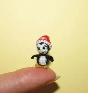 Miniature Crochet Penguin Christmas Penguin Handmade Animals 0.8" - Picture 1 of 4
