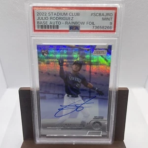 2022 Topps Stadium Club Julio Rodriguez Rainbow Foil Rookie Auto #10/10 - PSA 9  - Picture 1 of 4