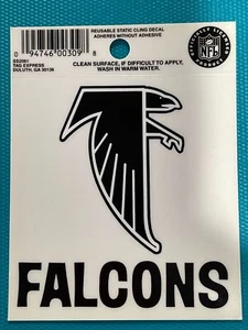 Atlanta Falcons kleiner statisch anhaftender Fensteraufkleber Sticker - 3,5" x 3,75" - NFL - Bild 1 von 2