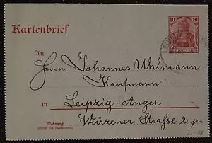 (GER-804) Alemania 1902 Tarjeta carta 10 Pfennig LEIPZING cancelada - Imagen 1 de 2