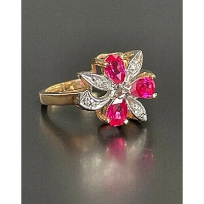 LINDO ANILLO ORO AMARILLO TOPACIO ROSA Y DIAMANTE FLOR TALLA 5.25 CIELO Foto 1 de 4