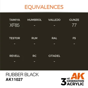 AK Interactive AK11027 Peinture Acrylique 3g Noir Caoutchouc 17ml - Picture 1 of 2