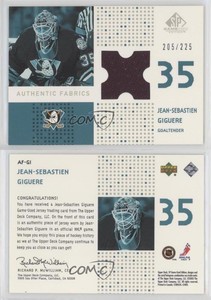 2002-03 SP Game Used Authentic Fabrics /225 Jean-Sebastien Giguere #AF-GI