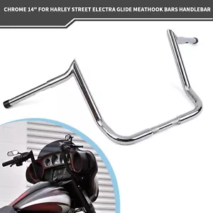 For 1986- UP Harley Street Electra Glide Meathook Bars Handlebar Chrome 14" - Foto 1 di 20