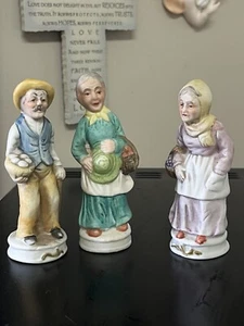 3 Pc Set Vintage UCGC Old Farm Man Woman Grandma Porcelain Figurines 4.5” Taiwan - Picture 1 of 14