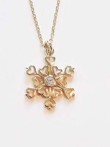 Herz Stern Goldkette KLF0124-Zertifiziertes 14-K 585 Gold-Ein perfektes Geschenk - Bild 1 von 3