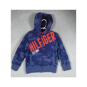 Tommy Hilfiger Hoodie Kids Zip Front Childs 4 Blue Camo - Picture 1 of 9