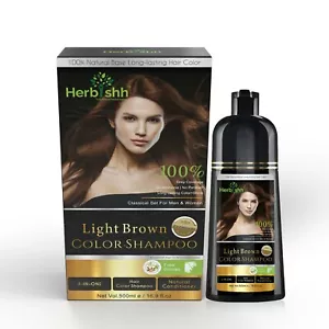 HERBISHH NATURAL HAIR COLOR SHAMPOO HERBAL HAIR COLOR DYE - LIGHT BROWN - Picture 1 of 12