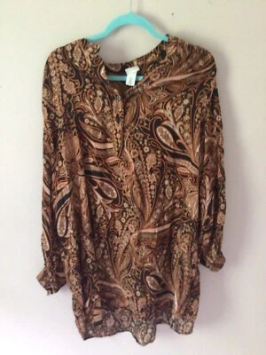 Richard Allen H & M женщины ржавчины смесь пейсли длинный туника Топ/короткое платье размер 16 новый - Изображение 1 из 4