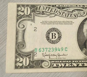 VINTAGE 1950 $20 MISCUT ERROR BILL NEW YORK VERY GOOD CONDITION - Picture 1 of 5