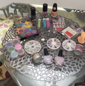 Nail Art Lot - Charms Gems Glitter Powder Caviar Beads Set Crafts - Picture 1 of 12