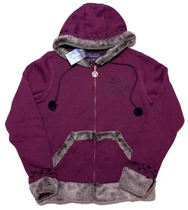 DISNEY Frozen Broadway Musical Anna Giacca Felpa con Cappuccio Pelliccia Ecopelliccia Viola Grande L ~ Nuovo - Foto 1 di 11